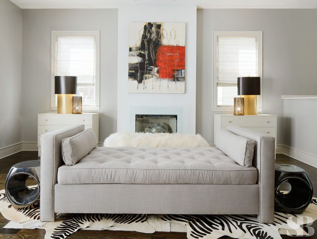 luxurious living room with gray sette