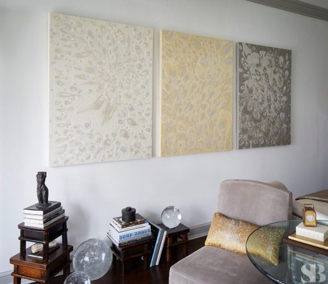 three lacquered paintings