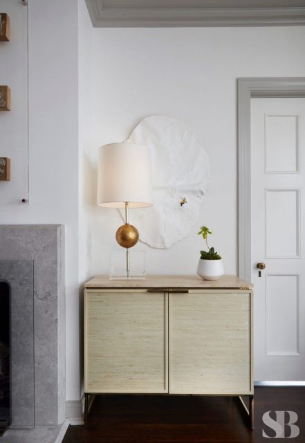 wardrobe with gold lamp