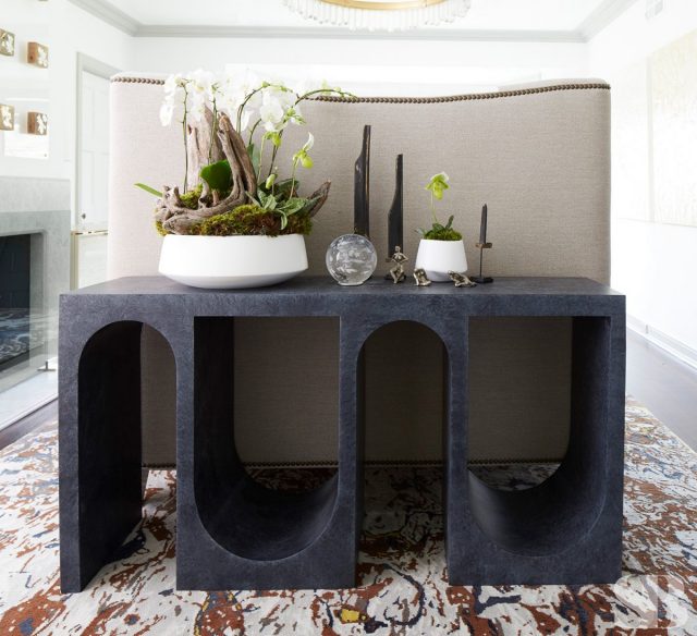geometric stone sofa table