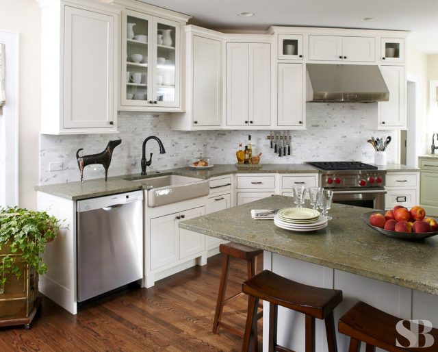 kitchen with white cabinets