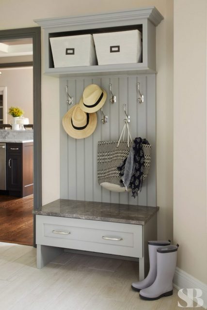 Mudroom coat rack and storage