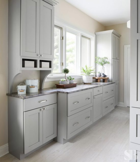 pale gray mudroom with extra storage