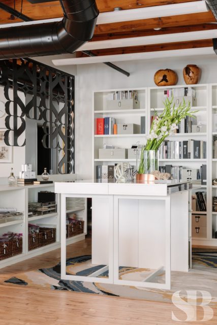 designer library and logo wall